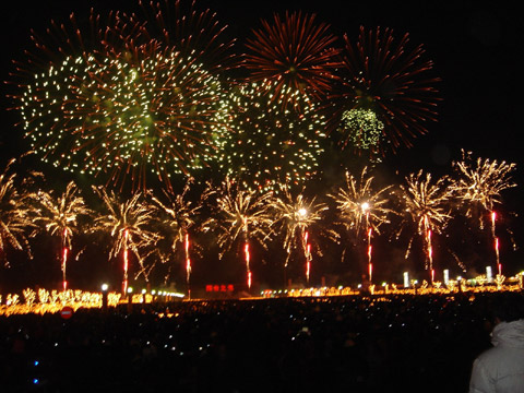 唯美焰火點亮星海灣夜空