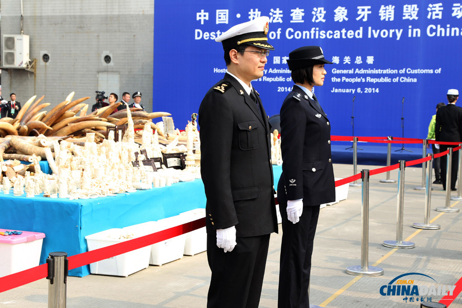 中國公開銷毀6.1噸執法查沒象牙