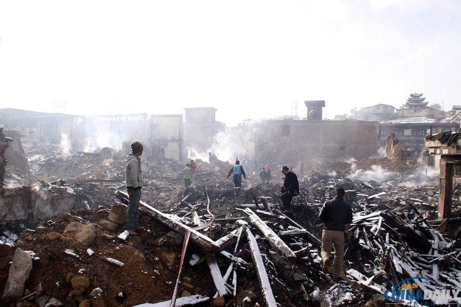 實拍香格里拉獨克宗古城災(zāi)后一片廢墟