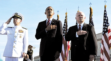 奧巴馬向9-11死難者獻花圈稱將確保美國安全