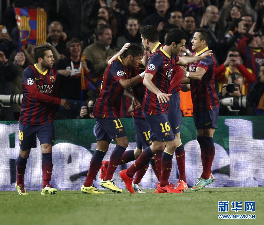 歐冠：內(nèi)馬爾救主 巴薩主場(chǎng)1:1平馬競(jìng)